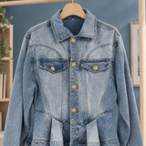 Lorelai-Belle Peplum Denim Jacket - Lead Product Detail