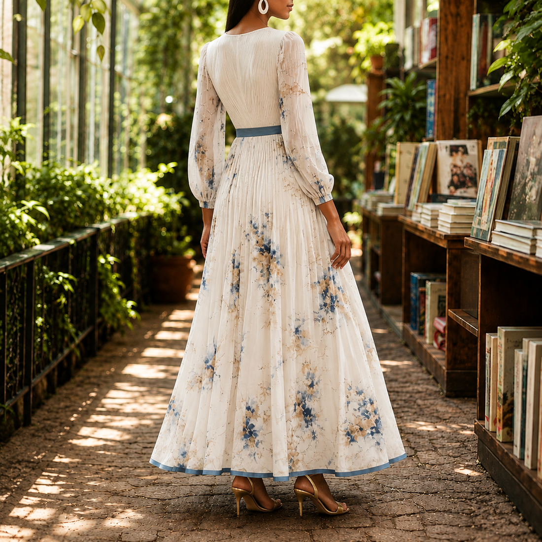 Adele Pleated Maxi Dress - Lead Alternate View