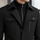 Ambrose-Rhys Wool Coat - Lead Product Detail