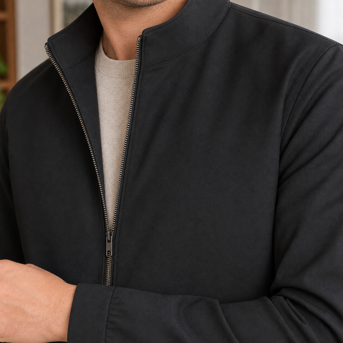 Anthony-York Stand Collar Jacket - Lead Product Detail
