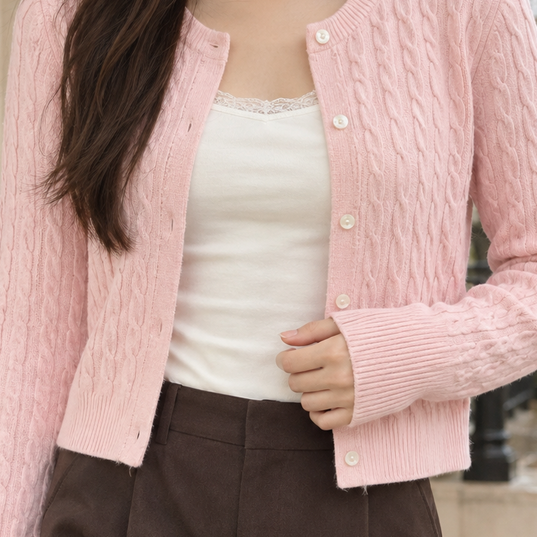 Valentina-Mae Cable Knit Cardigan - Lead Product Detail