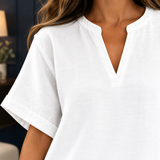 Fabienne Relaxed V-Neck Top - Lead Product Detail