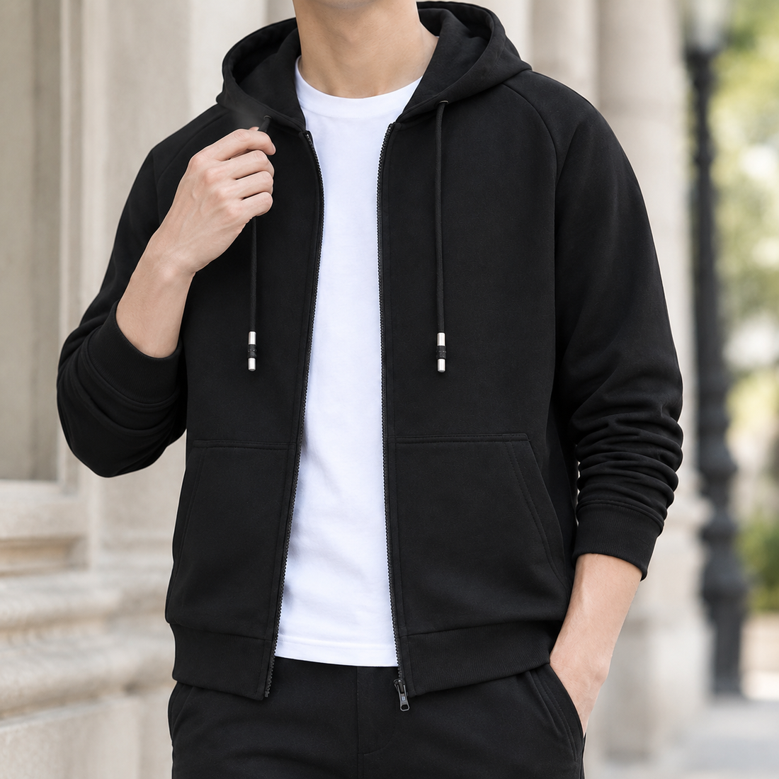 Fintan Hooded Hoodie - Lead Product Detail