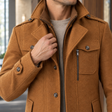 Benjamin Double Collar Coat - Lead Product Detail