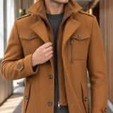 Benjamin Double Collar Coat - Lead Product Detail