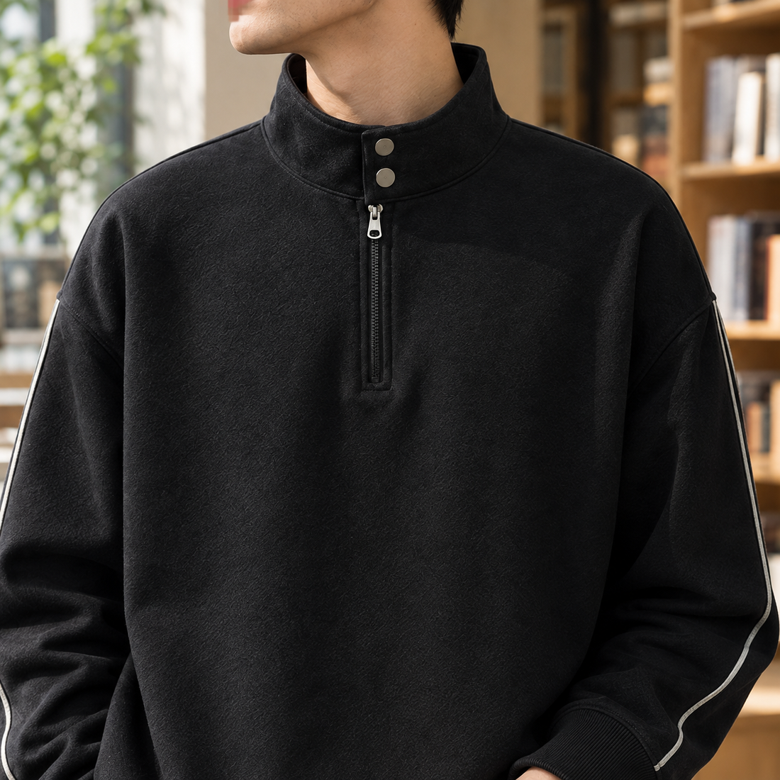 Victor-Scott Stand Collar Sweatshirt - Lead Product Detail