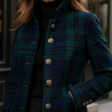 Elena-Elise Tartan Coat - Lead Product Detail