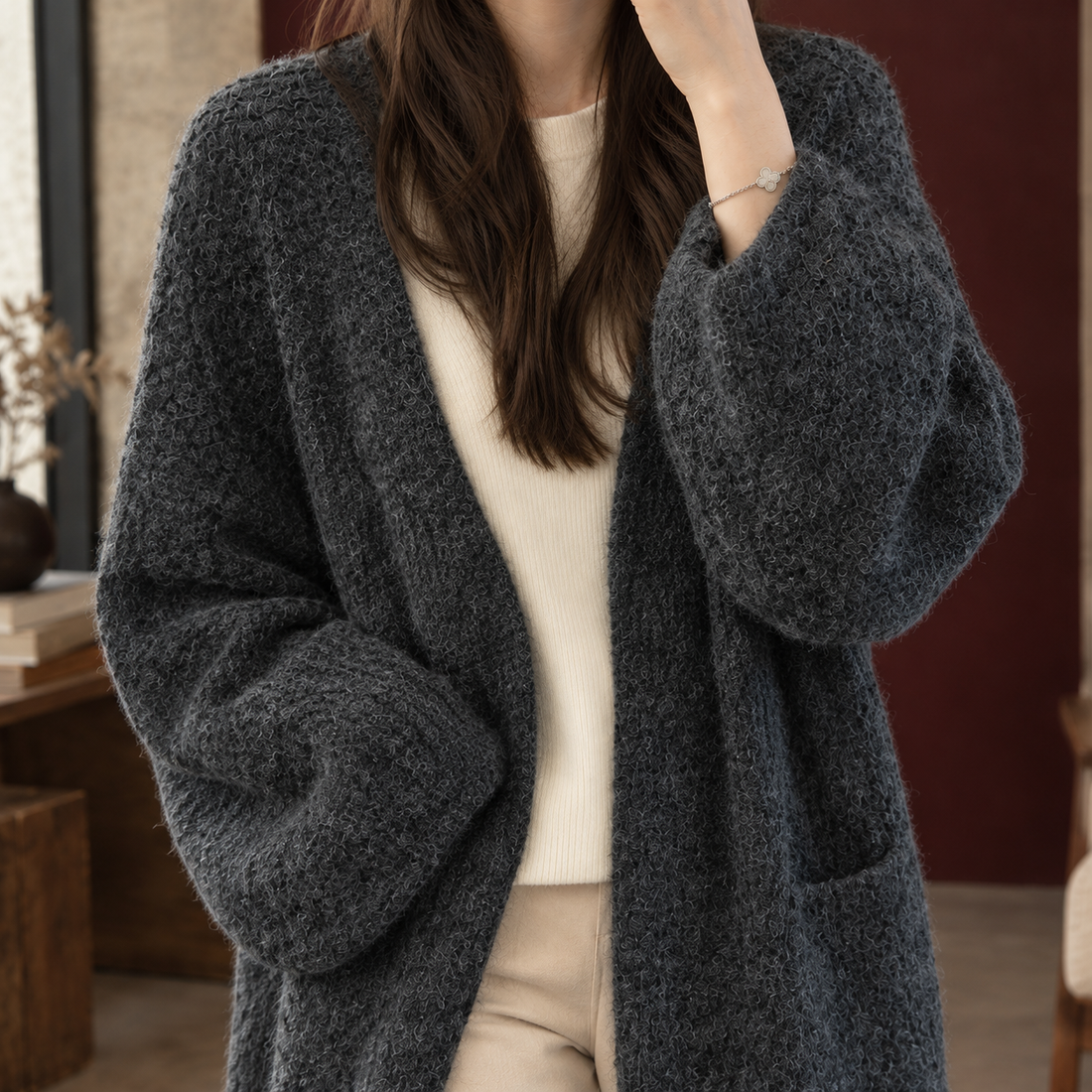 Hannah V Neck Cardigan - Lead Product Detail