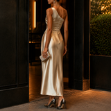 Leonie-Sage One Shoulder Dress - Lead Alternate View