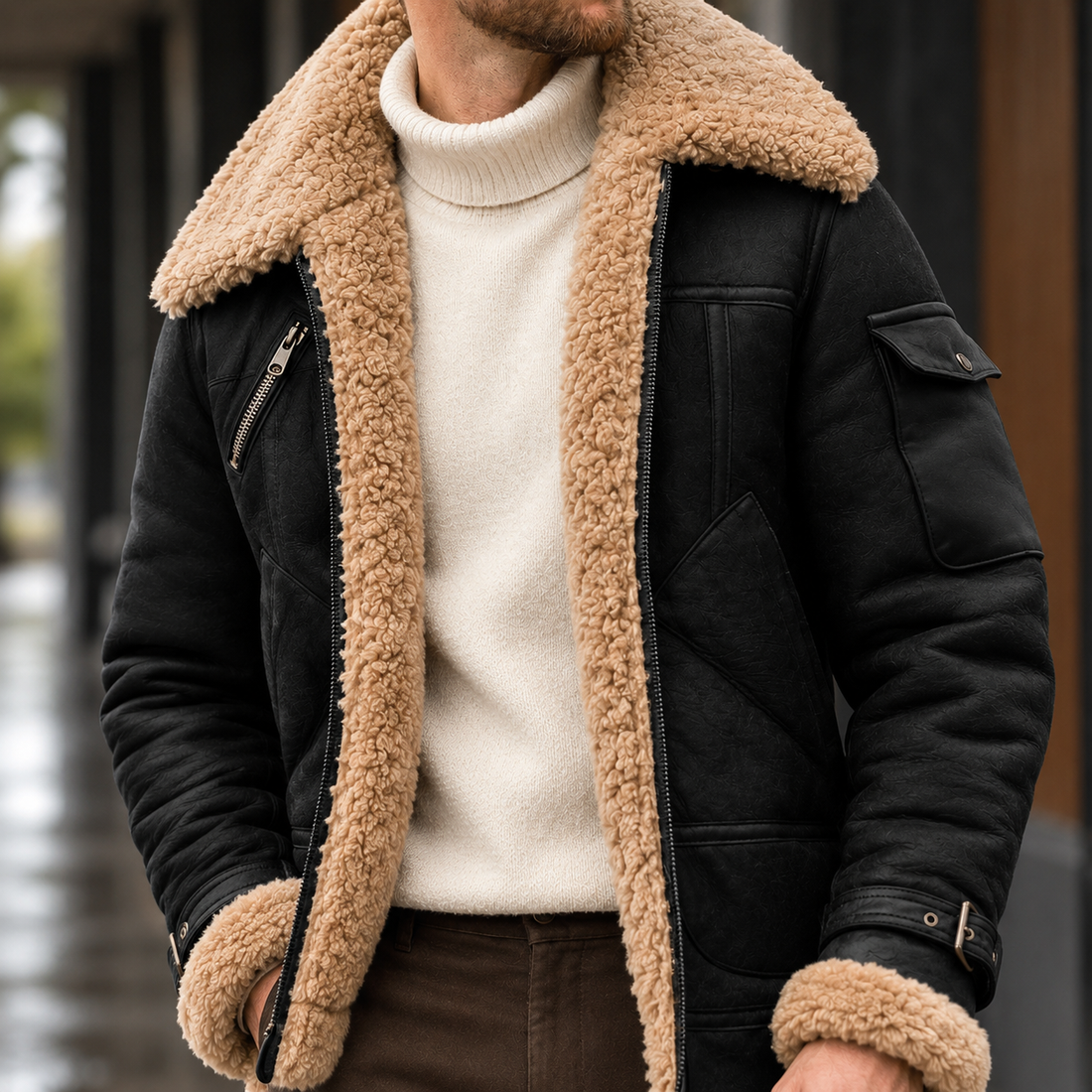 Gustav-Tate Suede Aviator Jacket - Lead Product Detail
