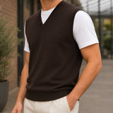 Louis V-Neck Wool Vest - Lead Alternate View