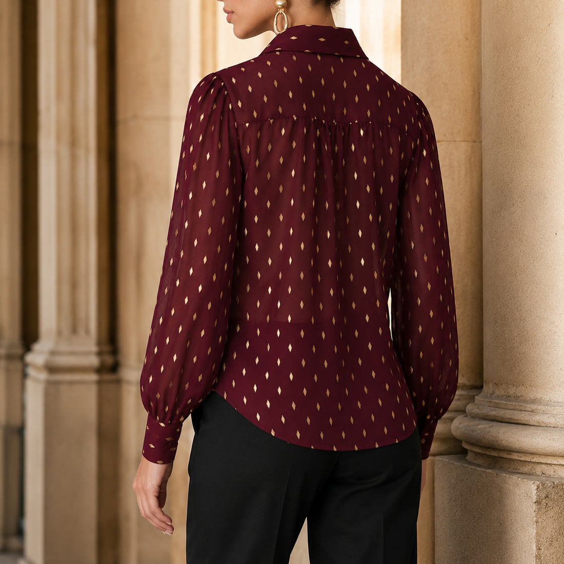 Zinnia Gold Dot Blouse - Lead Alternate View