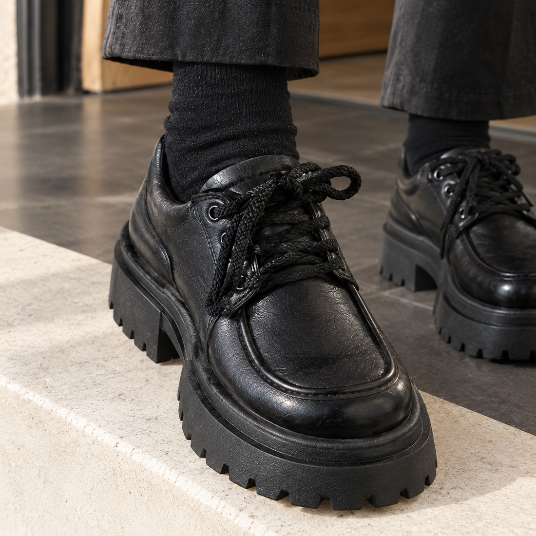 Cordoni Chunky Derby Shoes - Lead Product Detail