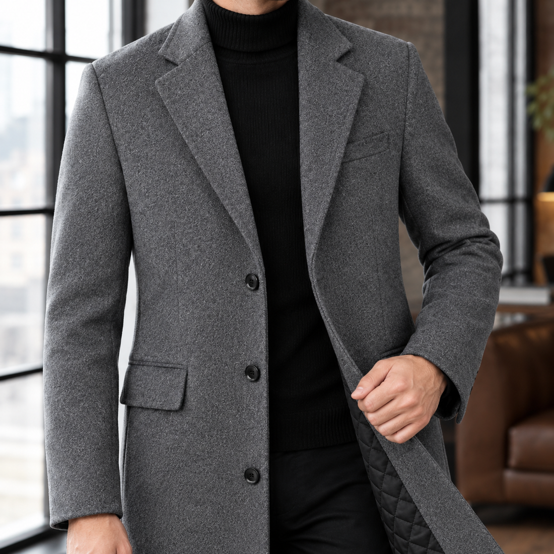 Andreas Wool Overcoat - Lead Product Detail