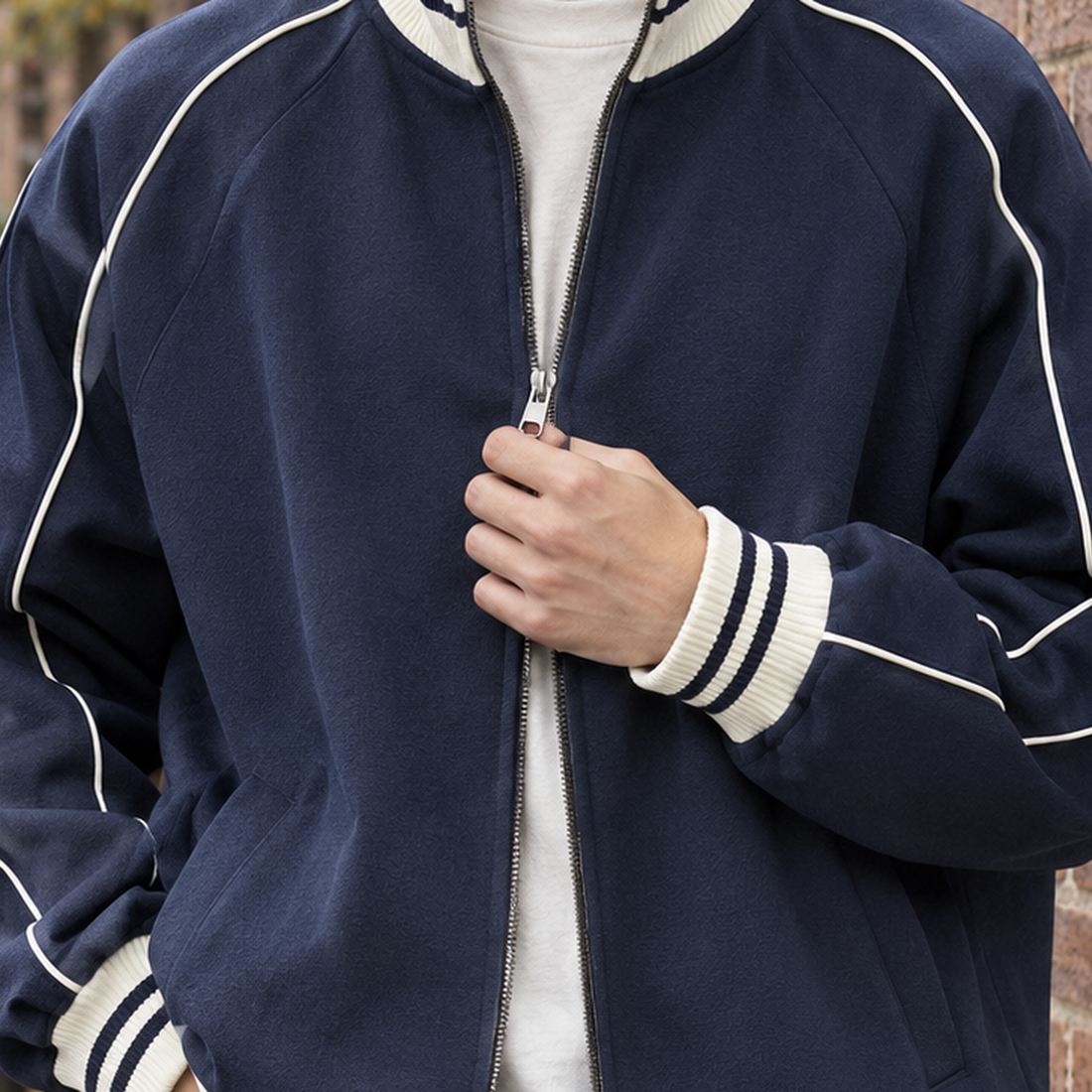 Gaspard-Lane Piped Zip Jacket - Lead Product Detail