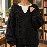 Matilda-Elise Cable Knit Sweater - Lead Product Detail