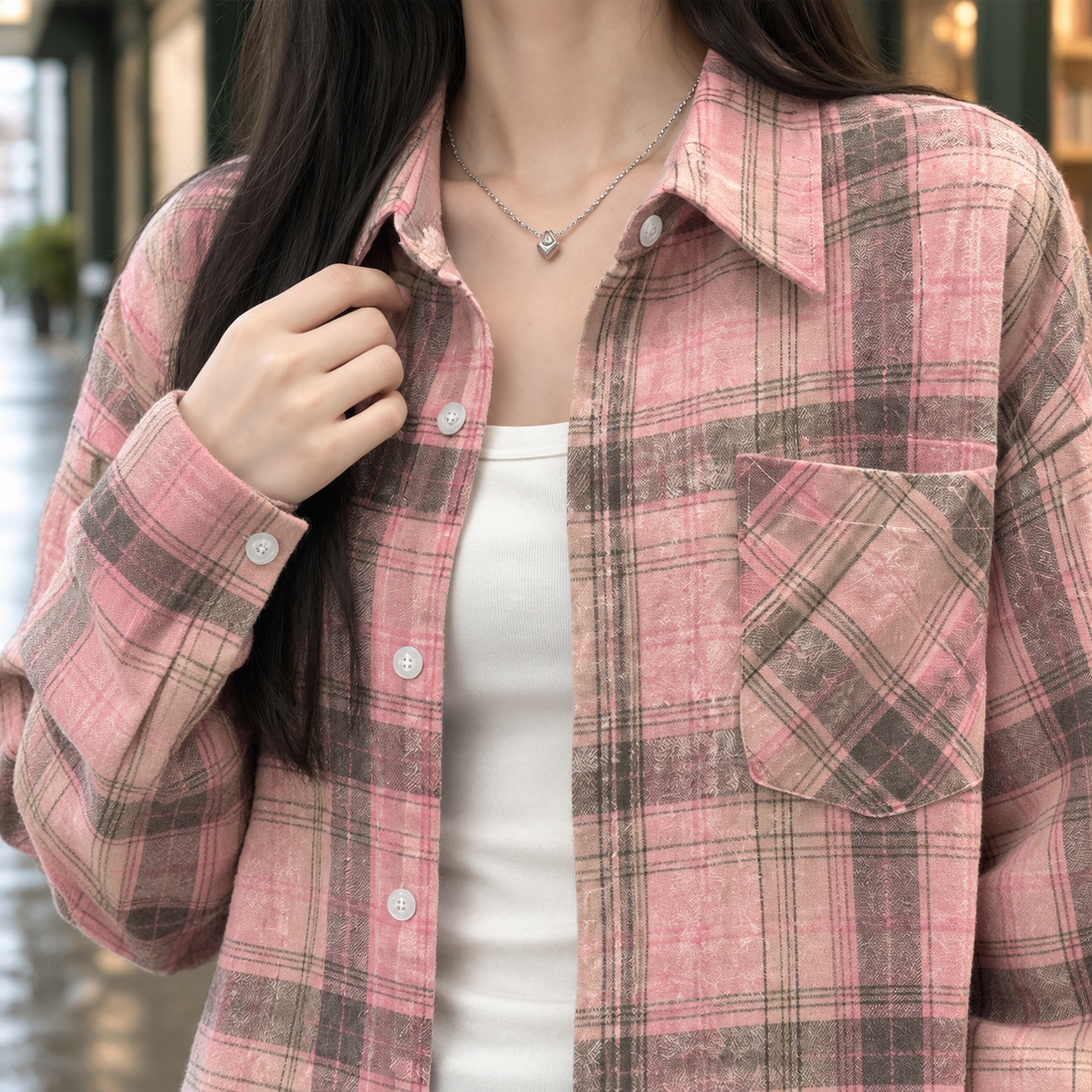 Bernadette-Claire Plaid Overshirt - Lead Product Detail