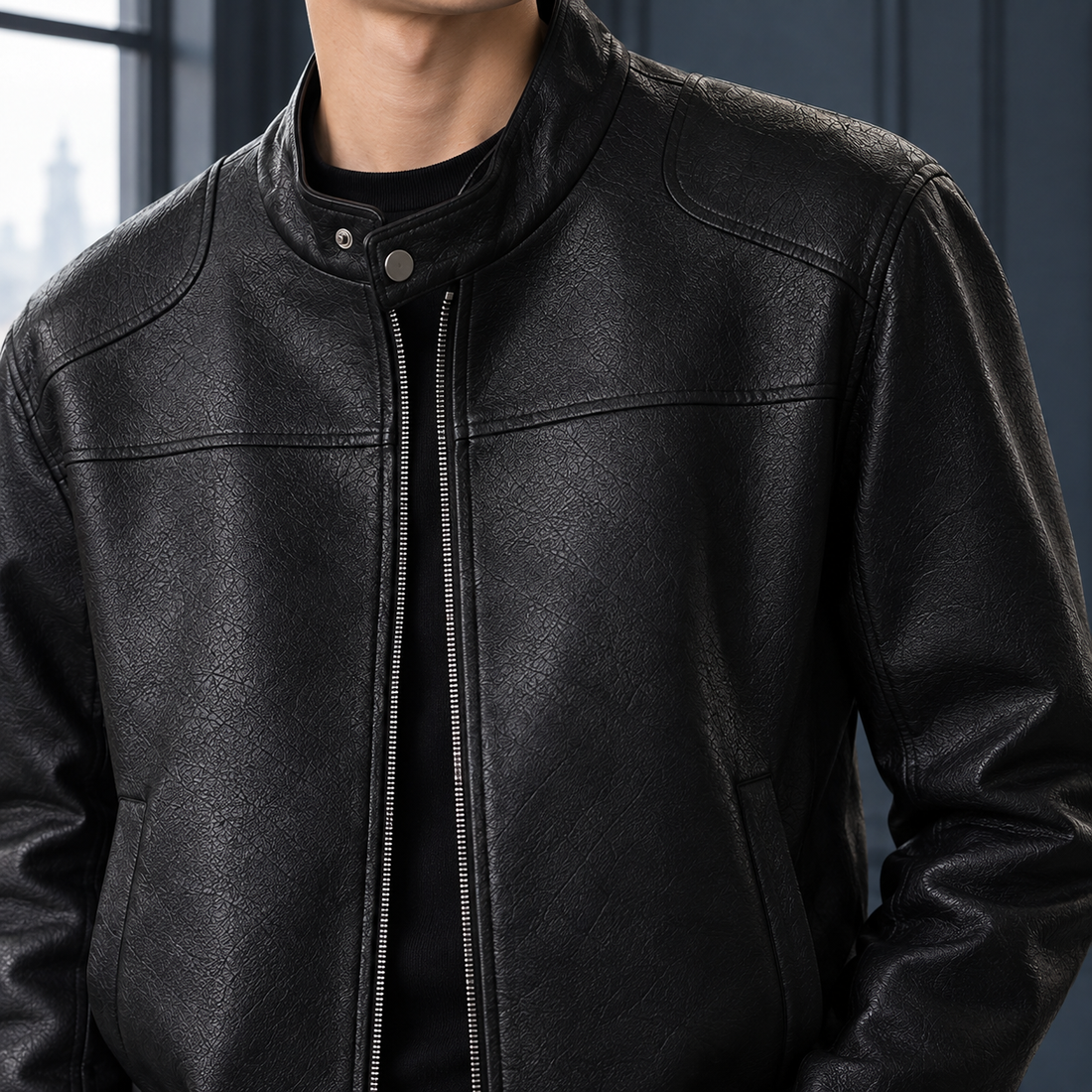 Anthony Stand Collar Jacket - Lead Product Detail