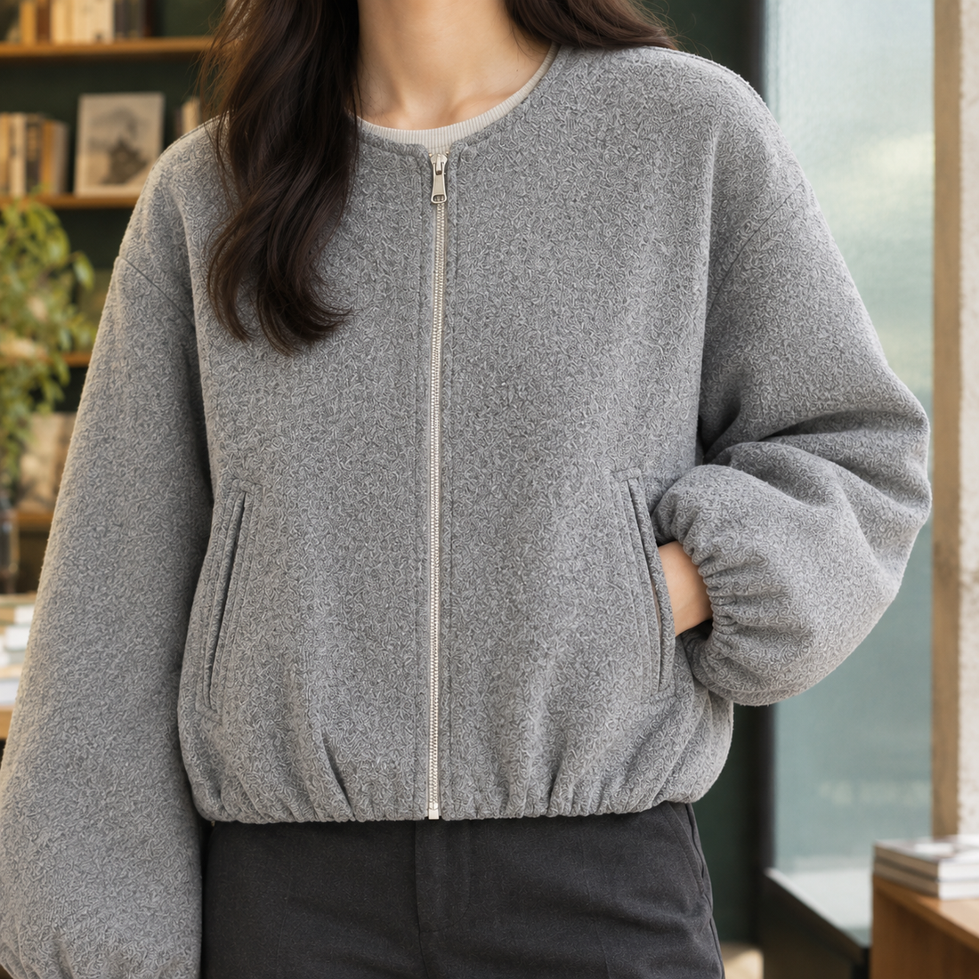 Shannon Balloon Sleeve Jacket - Lead Product Detail