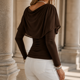 Tabitha-Pearl Cowl Neck Top - Lead Alternate View