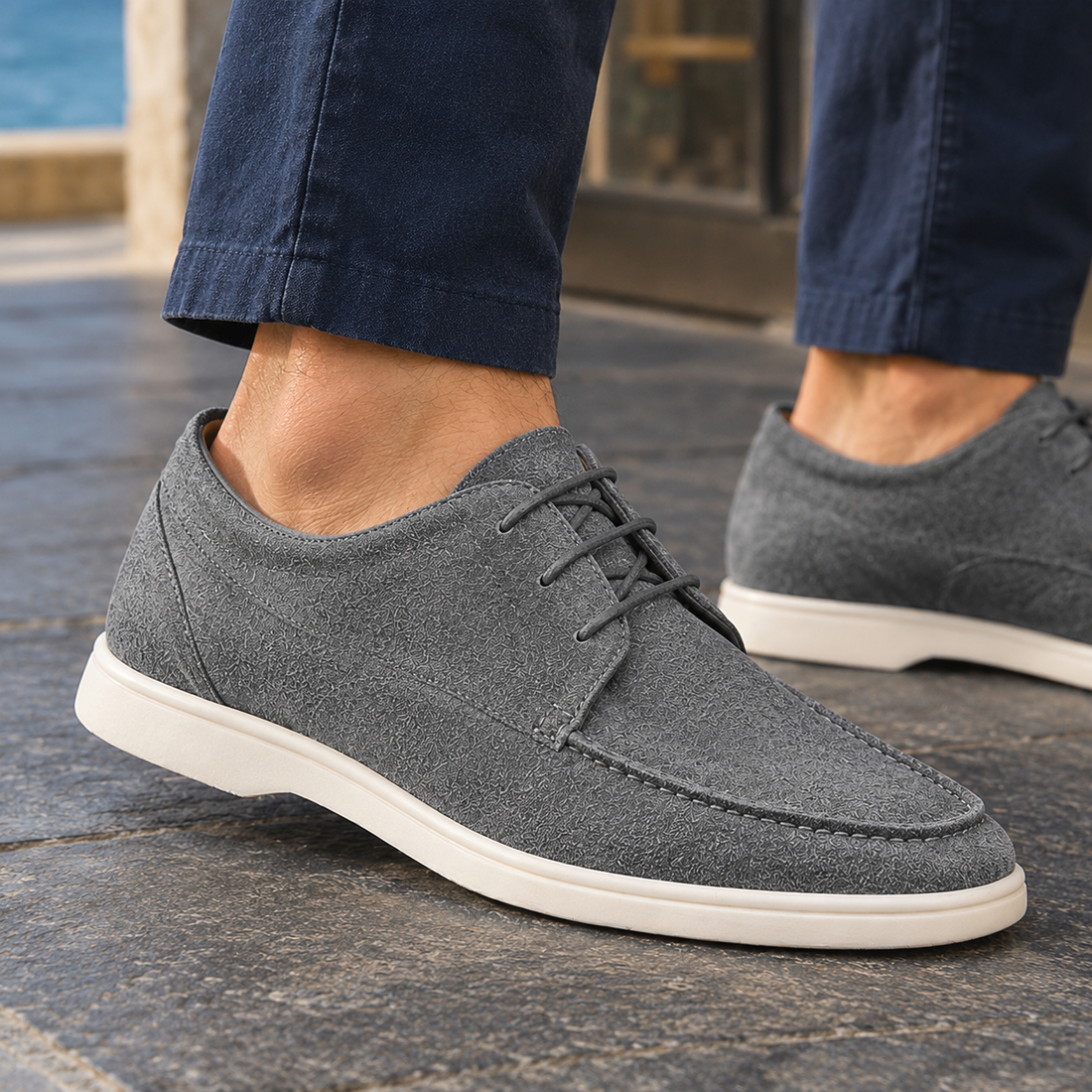 Zeno Apron Derby Shoes - Lead Product Detail
