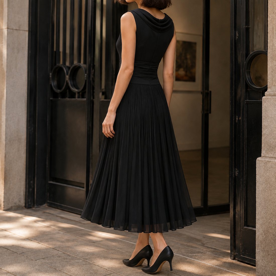 Mabel Cowl Neck Dress - Lead Alternate View