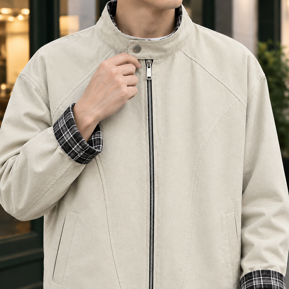Samson-Rhys Stand Collar Jacket - Lead Product Detail