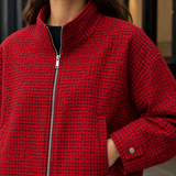 Candela-Grace Checked Bomber Jacket - Lead Product Detail