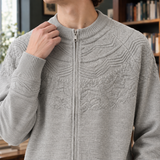 Cyprian-West Jacquard Zip Cardigan - Lead Product Detail