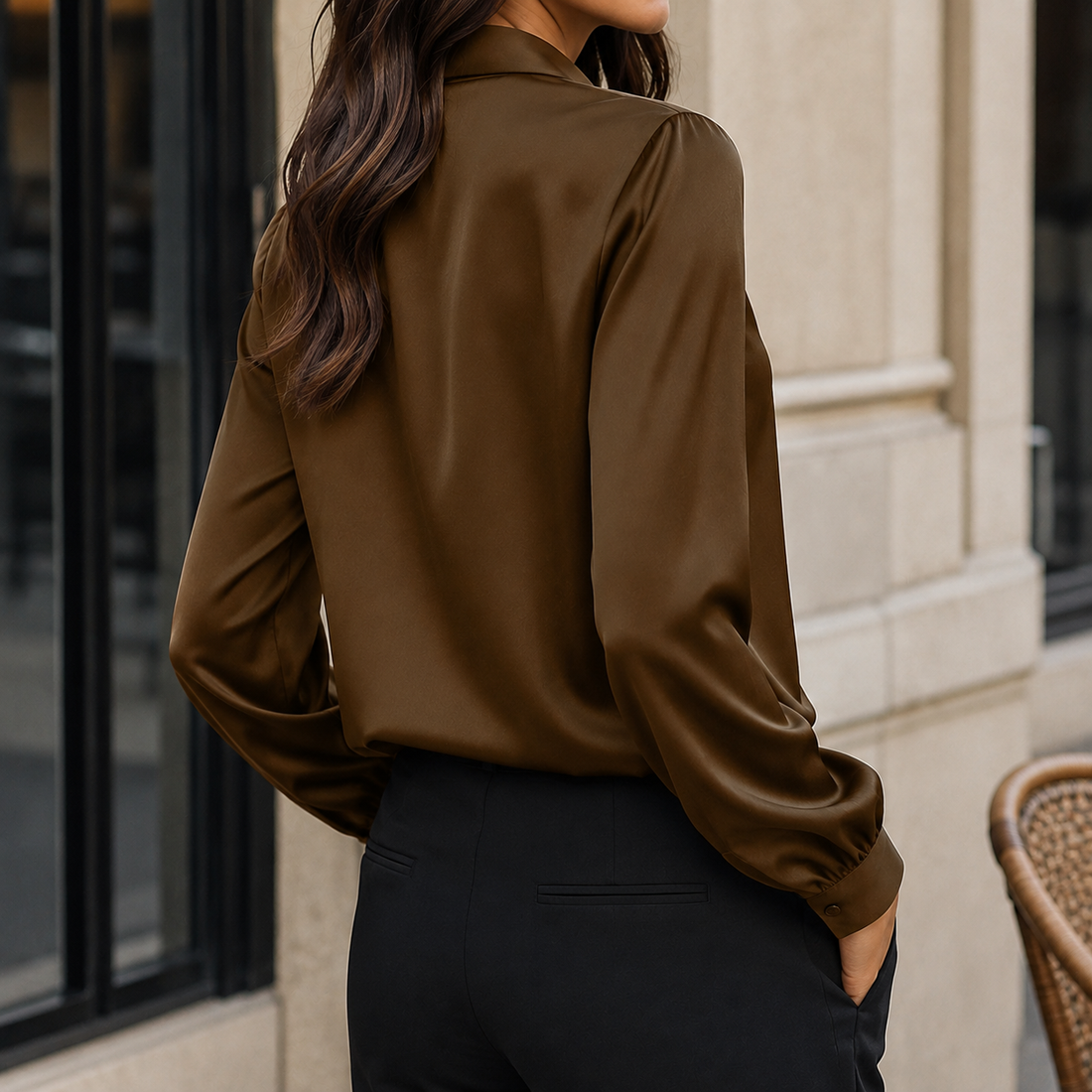 Yvette Satin Blouse - Lead Alternate View