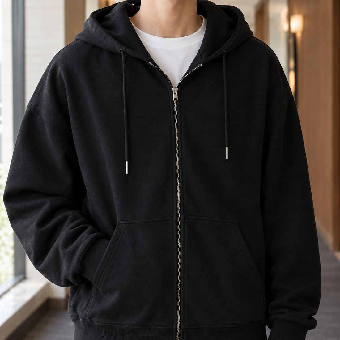 Harvey Hooded Zip Hoodie - Lead Product Detail