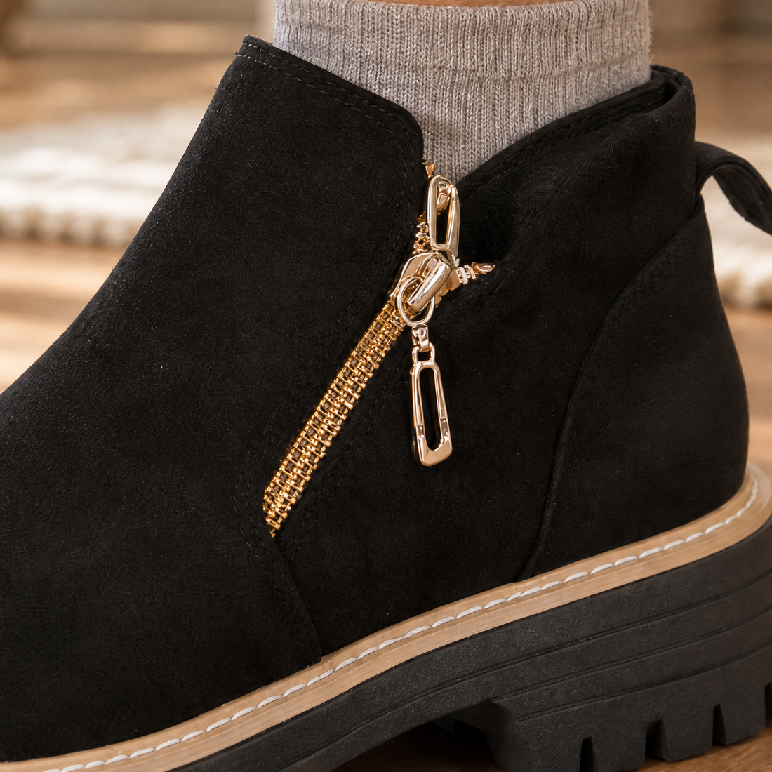 Zabarella Zip Ankle Boots - Lead Product Detail