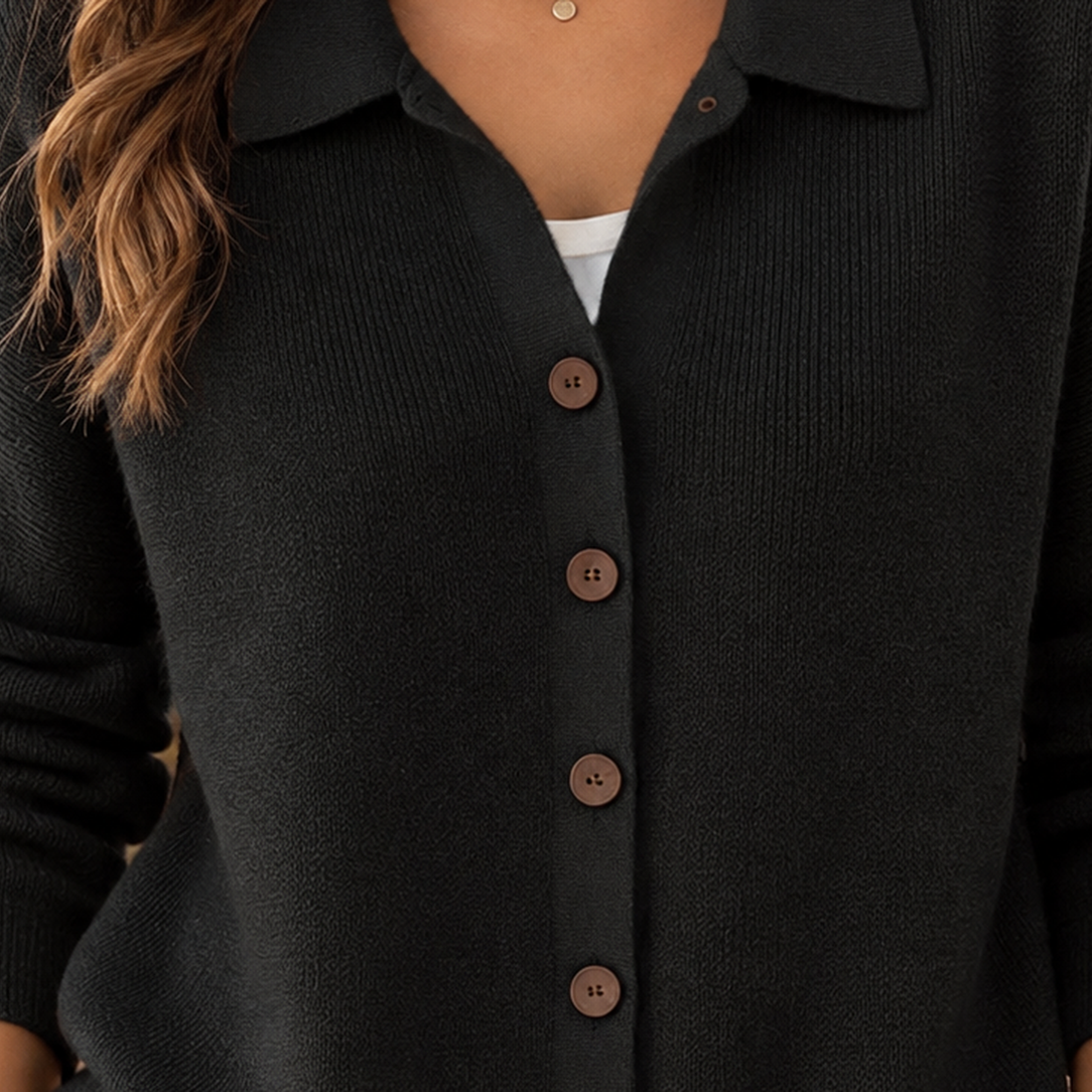 Wendy-Jane Collared Knit Cardigan - Lead Product Detail