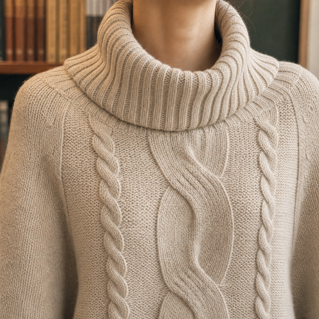 Elmore Cable Knit Poncho - Lead Product Detail
