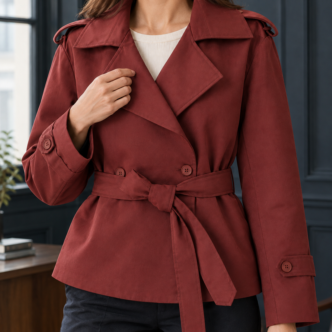 Armelle-Jane Belted Jacket - Lead Product Detail