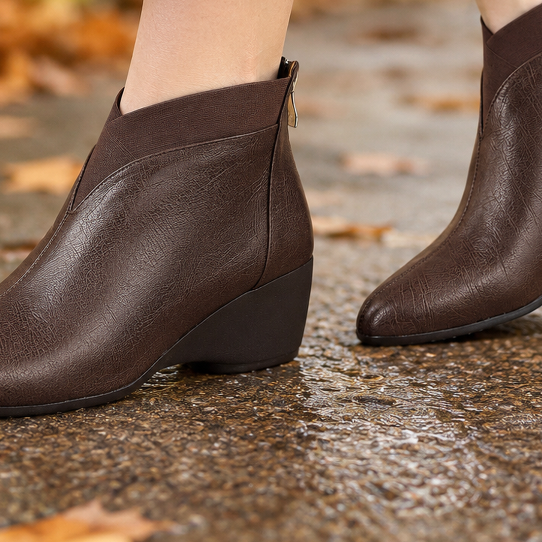 Comacchio-Arezzo Wedge Ankle Boots - Lead Product Detail