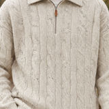 Elias-James Cable Knit Sweater - Lead Product Detail
