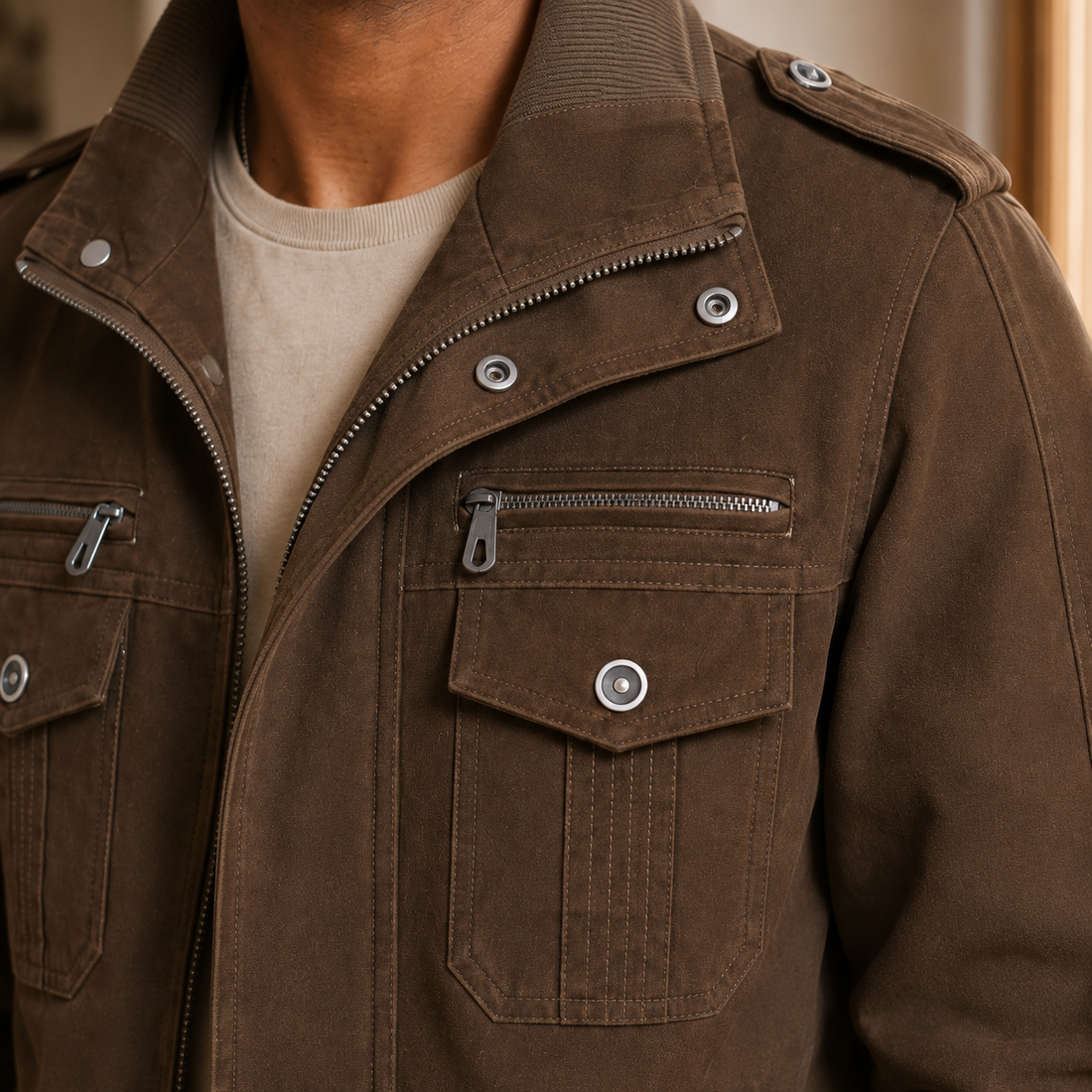 Caspian-York Bomber Jacket - Lead Product Detail