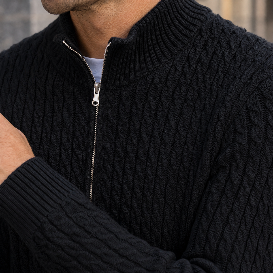 Alec-Wade Cable Knit Sweater - Lead Product Detail