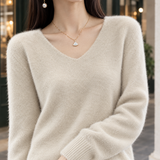 Imogen-Mae V Neck Wool Sweater - Lead Product Detail