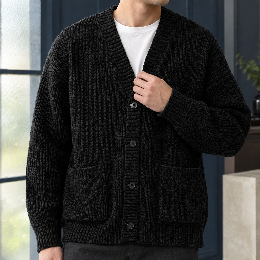 Freddie Ribbed Cardigan - Lead Product Detail