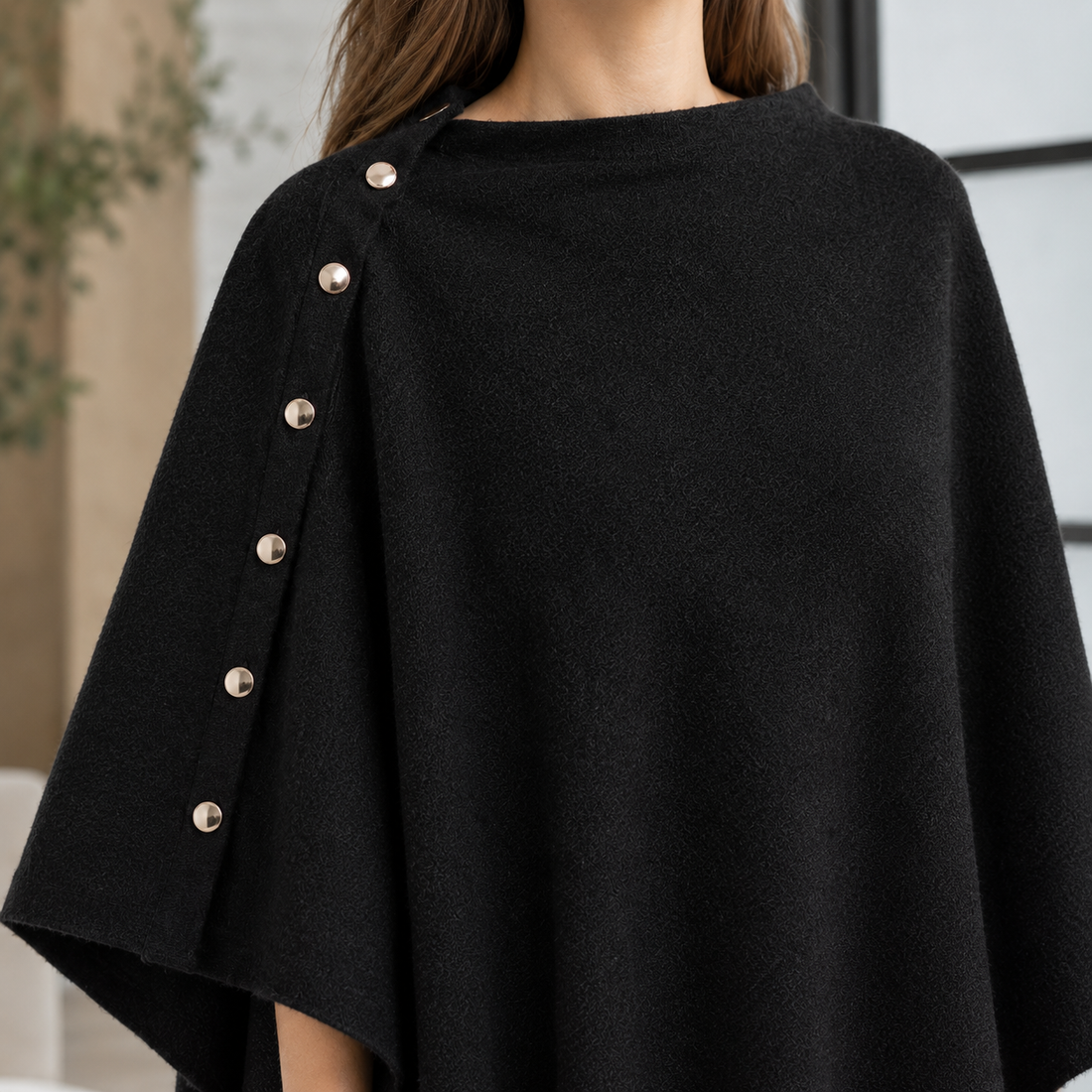 Padbury Buttoned Poncho - Lead Product Detail