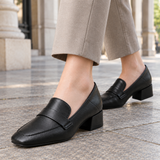 Magenta Block Heel Loafers - Lead Product Detail