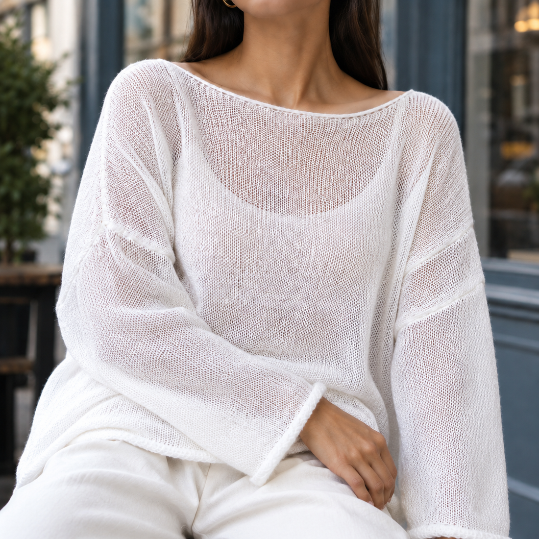 Ilaria-Rae Boat Neck Top - Lead Product Detail