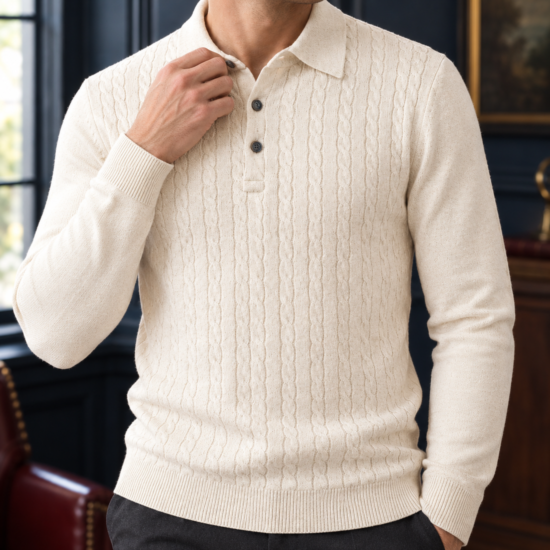 Lucas Cable Knit Sweater - Lead Product Detail