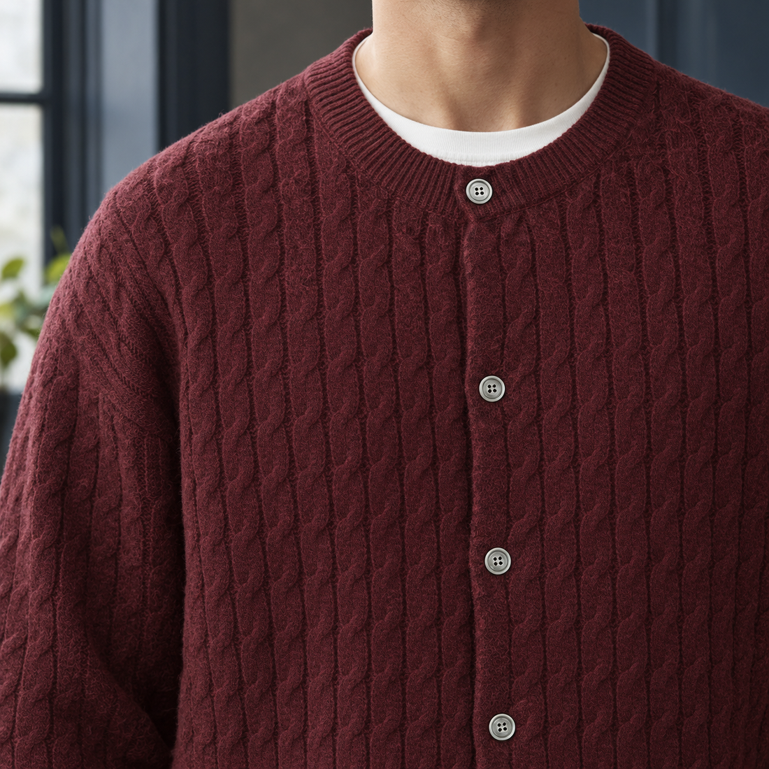 Matthias-West Cable Knit Cardigan - Lead Product Detail