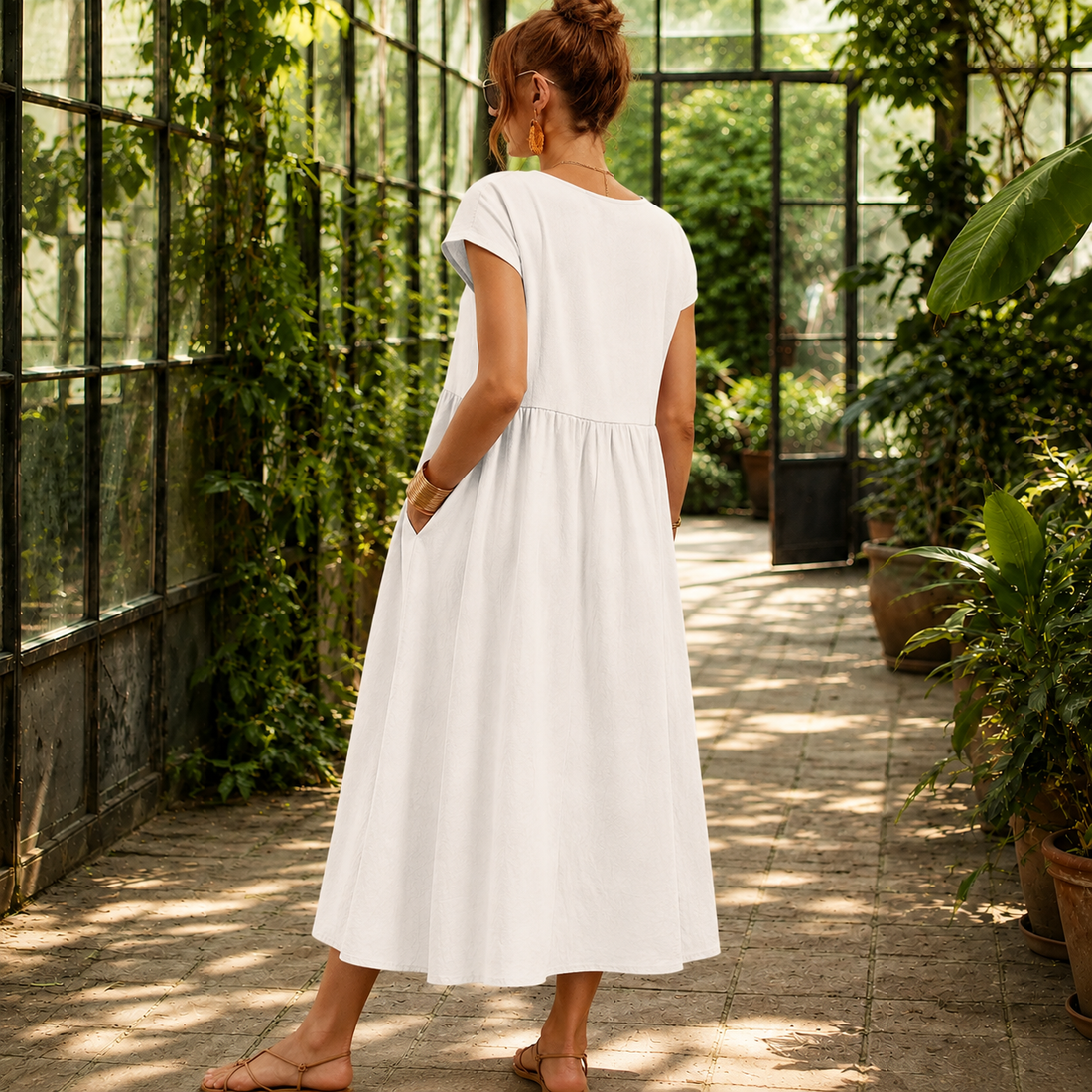Estella Gathered Midi Dress - Lead Alternate View