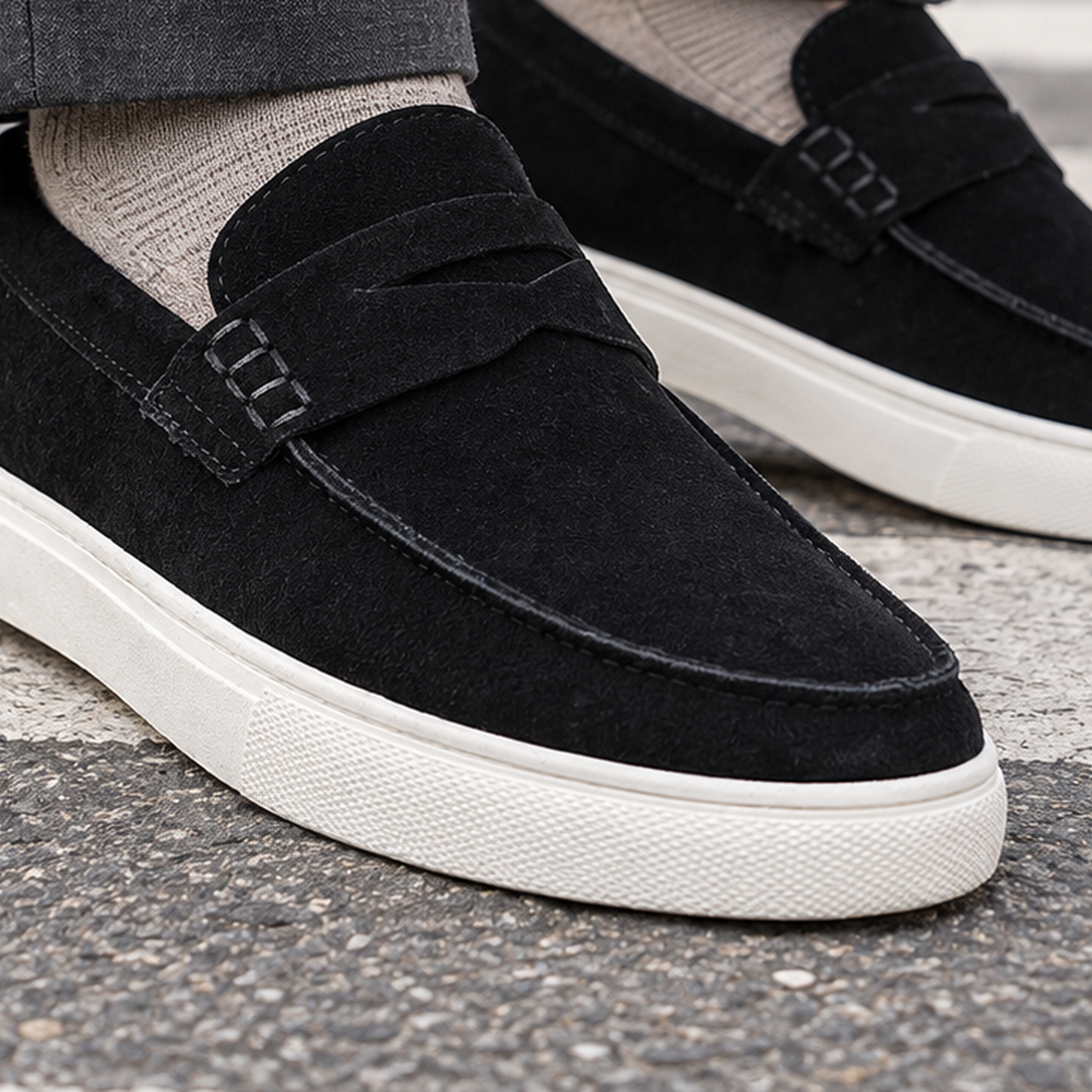 Ferraro-Monza Suede Slip Sneakers - Lead Product Detail