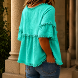 Darcy-Rose Fringed Top - Lead Alternate View