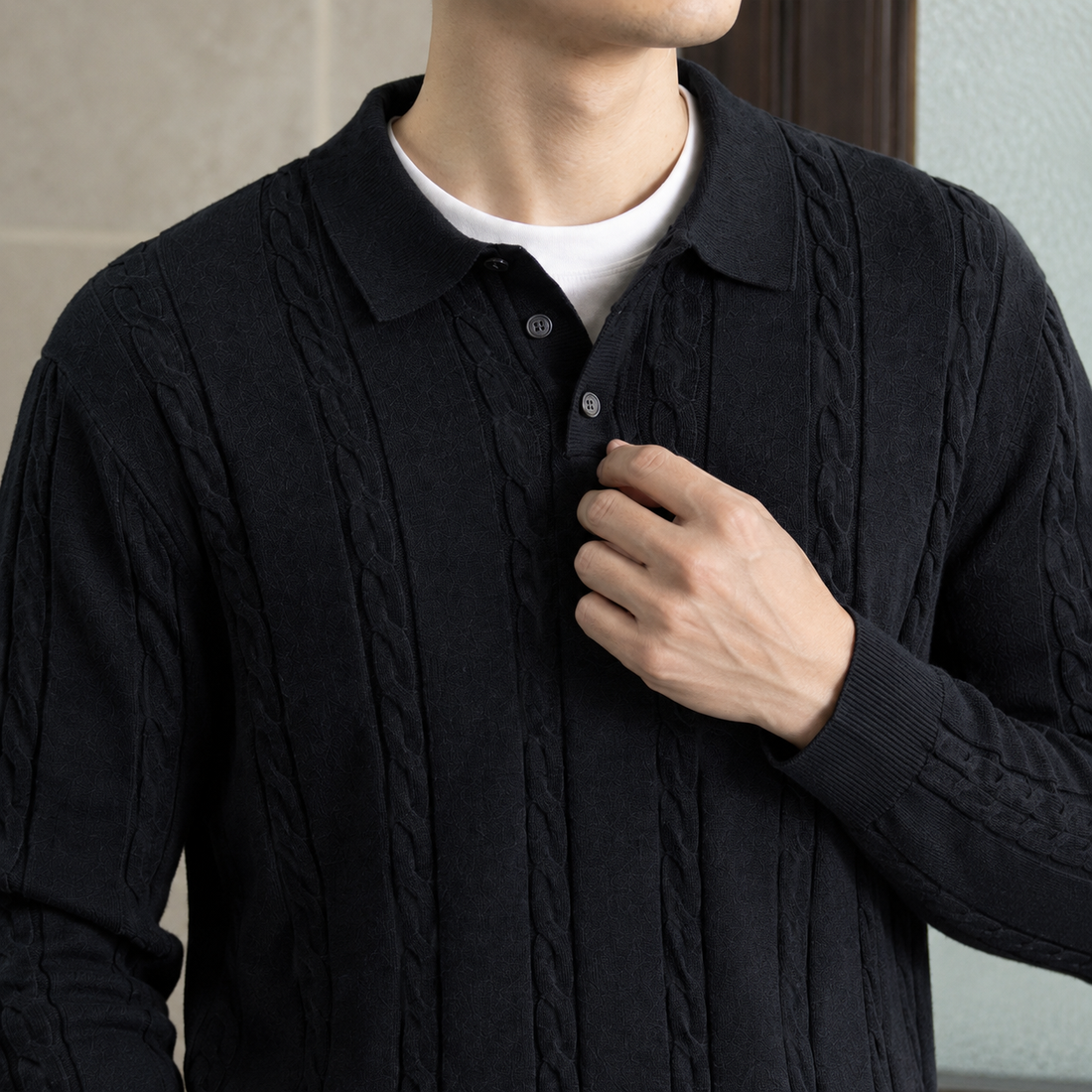 David-Dean Cable Knit Sweater - Lead Product Detail